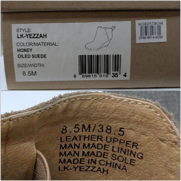 Lucky Brand Yezzah Oiled Suede Booties Womens Honey Brown Ankle Boots Sz 8.5 - Picture 13 of 14